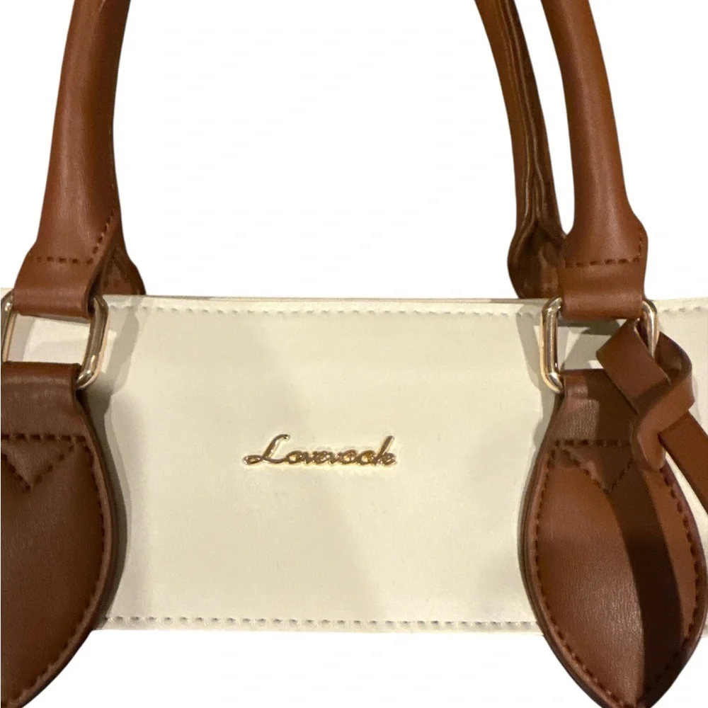 Loveook Elegant Leather Handbag - Black, White, and Brown